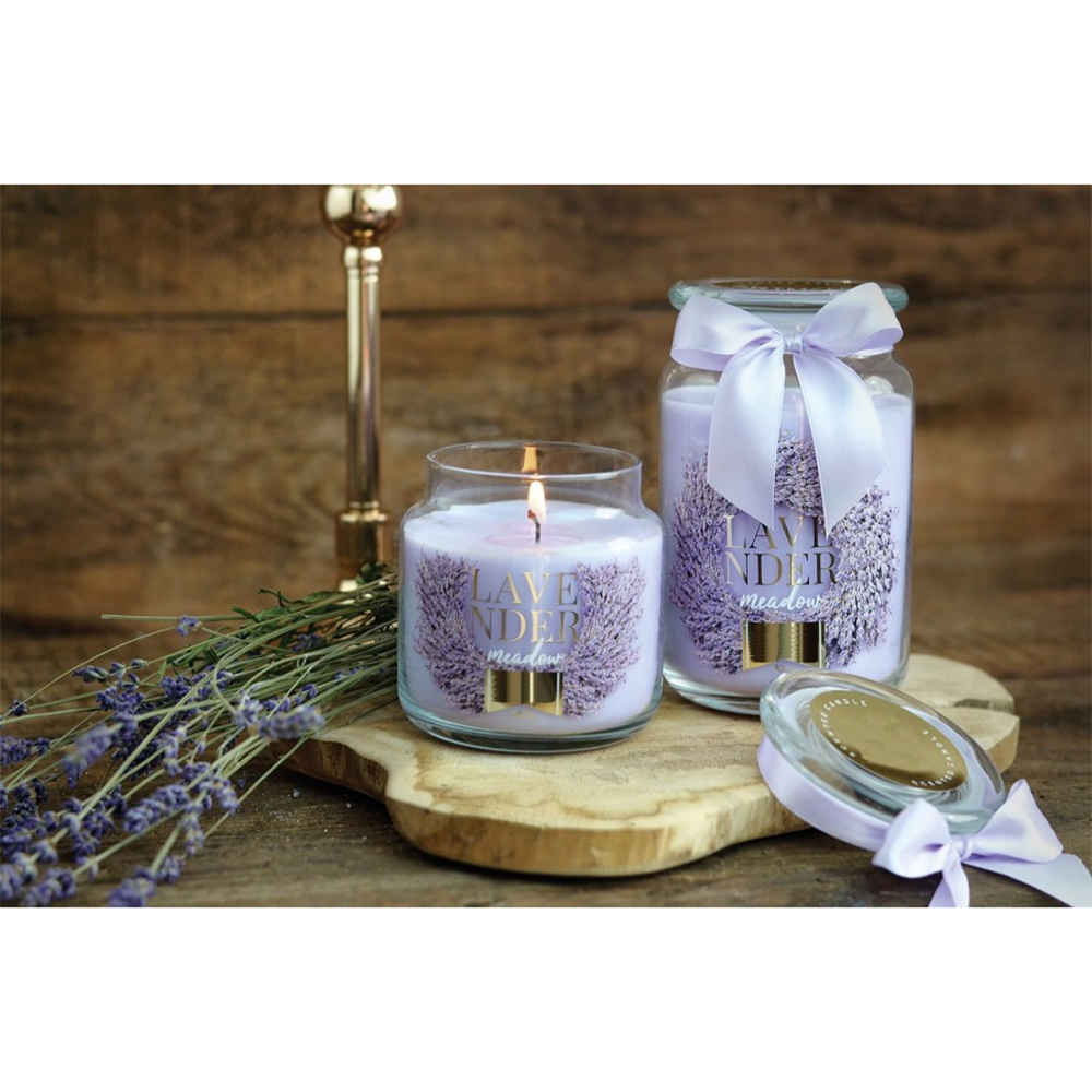 CANDELA PROFUMATA GIARA PICCOLA VIOLET LAVANDA 400gr profumazione lavanda 80h durata